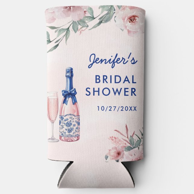 Enfriador De Latas Slim Ducha de novias de Champagne (Anverso)