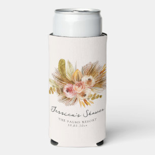 Enfriador De Latas Slim Ducha Nupcial Floral Tropical Vintage