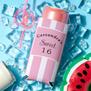 Enfriador De Latas Slim Dulce Dieciséis Estampado Rosa Clásico