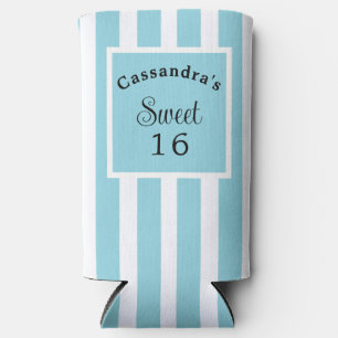 Enfriador De Latas Slim Dulces Dieciséis Raya Azul Claro Elegante