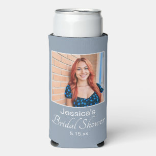 Enfriador De Latas Slim Dusty Blue Bridal Shower Foto