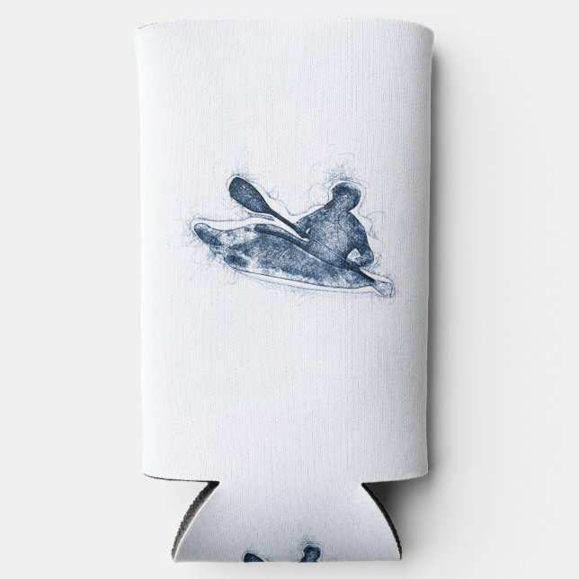 Enfriador De Latas Slim Dynamic Whitewater Kayaker Line Art (Anverso)