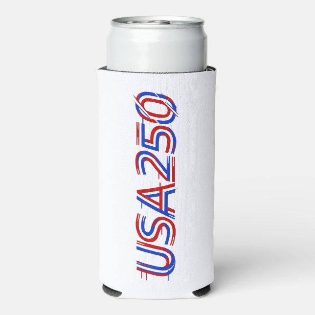 Enfriador De Latas Slim EE. UU. 250 Aniversario 1776-2026 Patriótico Ameri (Reverso Agua con Gas)