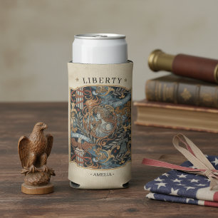 Enfriador De Latas Slim EE. UU. 250 Liberty Art Nouveau Patrón de borde ID