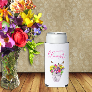 Enfriador De Latas Slim El amor en el Boda floral en flor