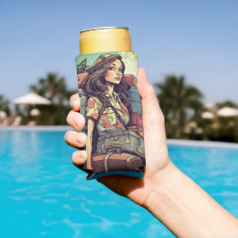 Enfriador De Latas Slim El chica tiene equipaje