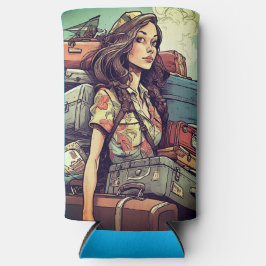 Enfriador De Latas Slim El chica tiene equipaje