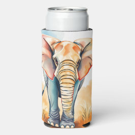 Enfriador De Latas Slim Elefante de acuarela adorable