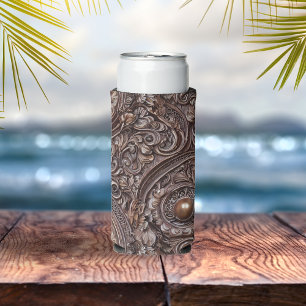 Enfriador De Latas Slim Elegancia Detallada Madera Antigua Tallada