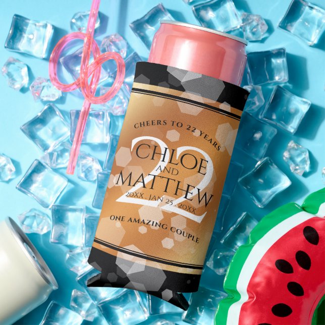 Enfriador De Latas Slim Elegante 22° Aniversario del Boda del Cobre (Verano in situ)