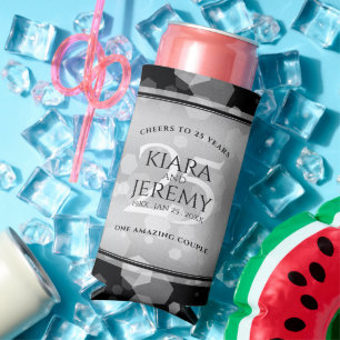 Enfriador De Latas Slim Elegante 25° aniversario Boda de Plata