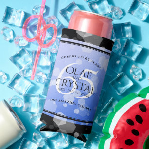 Enfriador De Latas Slim Elegante 65º Aniversario del Boda de Zafiro Azul