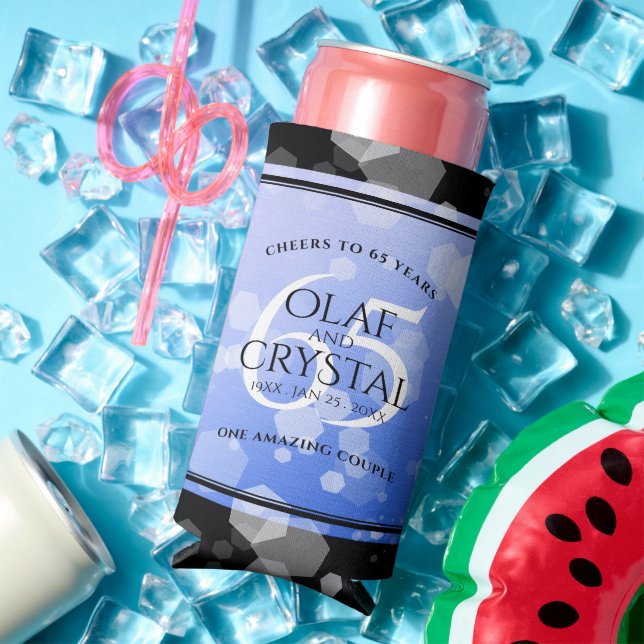 Enfriador De Latas Slim Elegante 65º Aniversario del Boda de Zafiro Azul (Verano in situ)