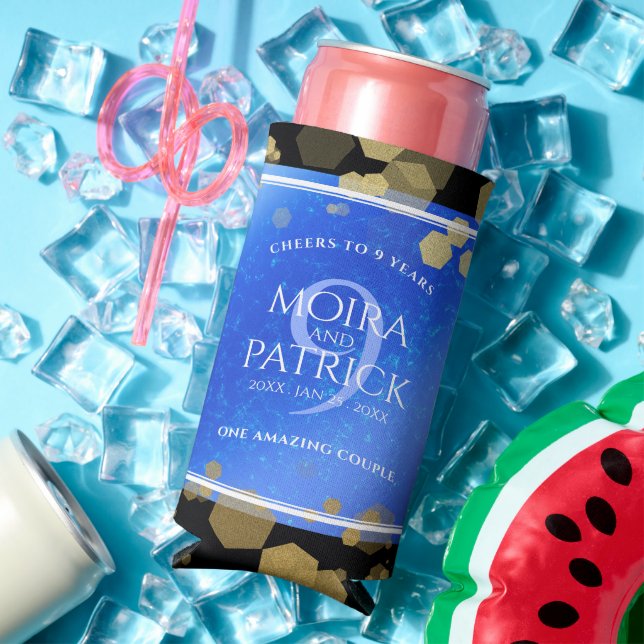 Enfriador De Latas Slim Elegante 9° Aniversario del Boda Lapis Lazuli (Verano in situ)