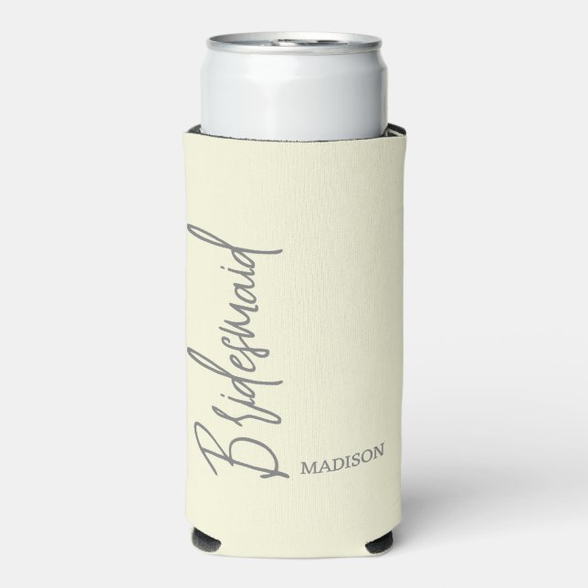 Enfriador De Latas Slim Elegante Bridesmaid Guión marfileño beige personal (Frente Agua con Gas)