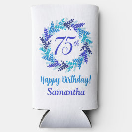 Enfriador De Latas Slim Elegante guirnalda azul 75 cumpleaños