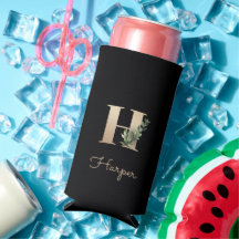 Elegante letra botánica de oro monograma H