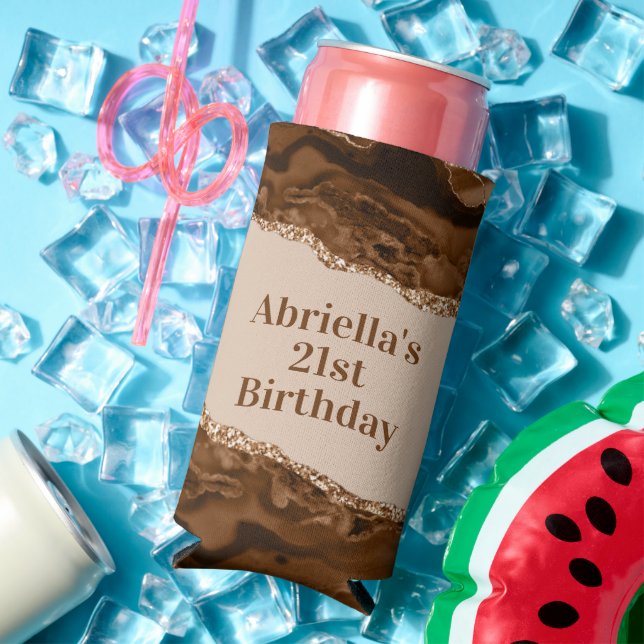 Enfriador De Latas Slim Elegante refrigerador de temas de Agate Marrón Mel (Verano in situ)