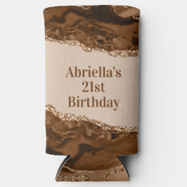 Enfriador De Latas Slim Elegante refrigerador de temas de Agate Marrón Mel