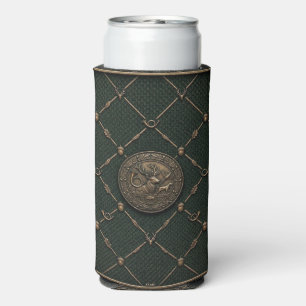 Enfriador De Latas Slim Emblema de caza de bronce