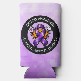 Enfriador De Latas Slim Epilepsy Awareness | Purple Awareness Ribbon