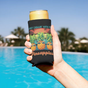 Enfriador De Latas Slim Escalofríos con mis piñas gafas de sol Tropical