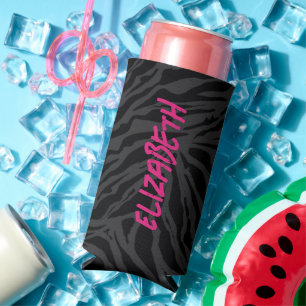 Enfriador De Latas Slim Estampado de leopardo sobre carbón