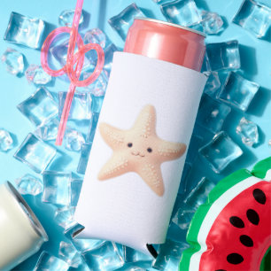 Enfriador De Latas Slim Estrella de mar rosa linda