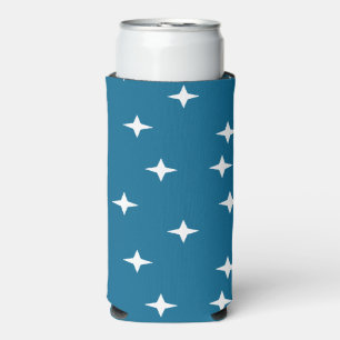 Enfriador De Latas Slim Estrellas blancas en azul