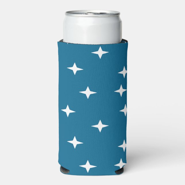 Enfriador De Latas Slim Estrellas blancas en azul (Frente Agua con Gas)