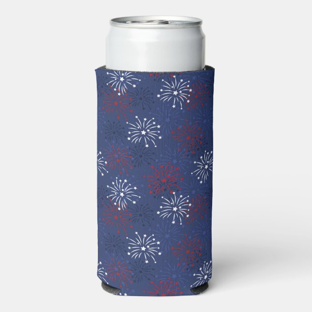 Enfriador De Latas Slim Estrellas y fuegos artificiales: Celebración del D (Reverso Agua con Gas)