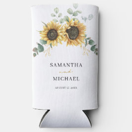 Enfriador De Latas Slim Eucalyptus de girasol Boda Favor de la vegetación