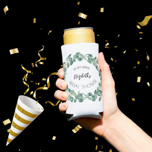 Enfriador De Latas Slim Eucalyptus wreath Bridal Shower