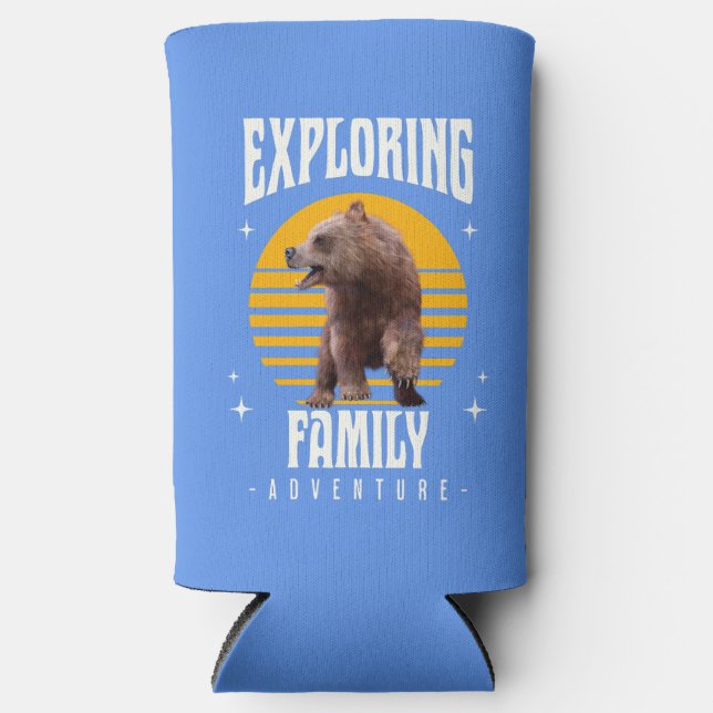 Enfriador De Latas Slim Explorando la aventura familiar (Anverso)