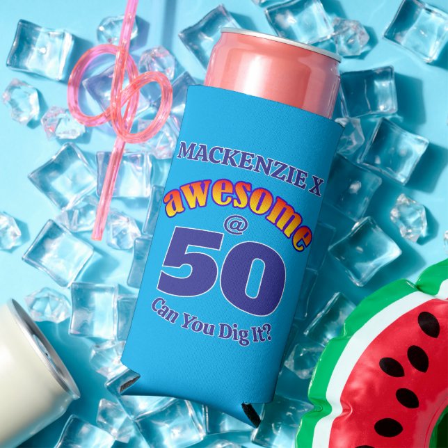 Enfriador De Latas Slim Fabulosos 50 años en el AZUL Claro (Verano in situ)