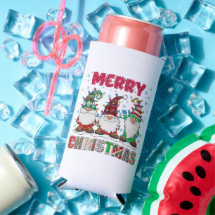 Enfriador De Latas Slim Familia de Gnomos Feliz Navidad Árbol de Navidad D