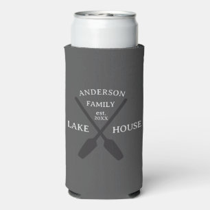 Enfriador De Latas Slim Familia Personalizada Nombre Casa Lago