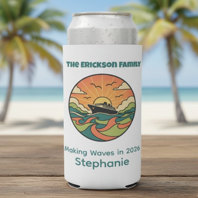 Enfriador De Latas Slim Family Cruise Can Cooler - Ocean Sunset (Family Cruise Can Cooler - Ocean Sunset)