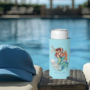 Enfriador De Latas Slim Fantasía Mermaid cola Verde azulada