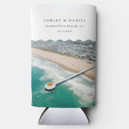 Enfriador De Latas Slim Favor de la Boda en la Playa de Manhattan