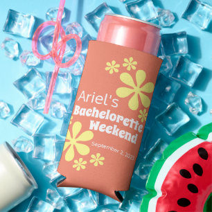 Enfriador De Latas Slim Favor de soltera Groovy Retro 70