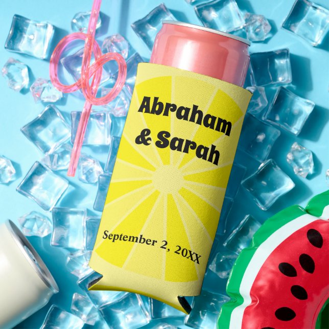 Enfriador De Latas Slim Favores de la boda de limón de verano (Verano in situ)