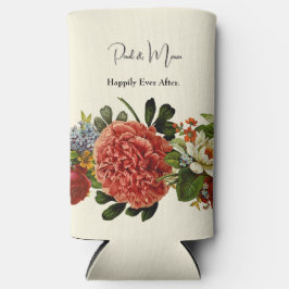 Enfriador De Latas Slim Feliz año tras día de tapicería floral retro de BO