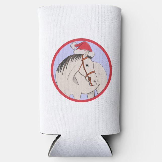 Enfriador De Latas Slim Feliz caballo navideño (Anverso)