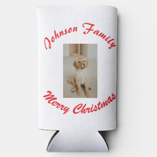 Enfriador De Latas Slim feliz navidad apellido familia roja mascota foto a
