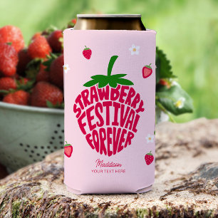 Enfriador De Latas Slim Festival de fresa por siempre Personalizable lindo