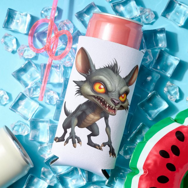 Enfriador De Latas Slim Fierce Chupacabra Art Spiky Fur Fantasy Creativida (Verano in situ)