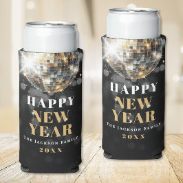 Enfriador De Latas Slim Fiesta de Año Nuevo de Oro