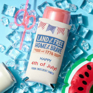 Enfriador De Latas Slim Fiesta de BBQ Patriótica Americana para Invitados