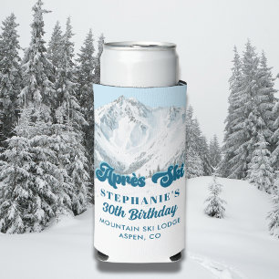 Enfriador De Latas Slim Fiesta de Cumpleaños Retro Apres Ski Invierno Mont